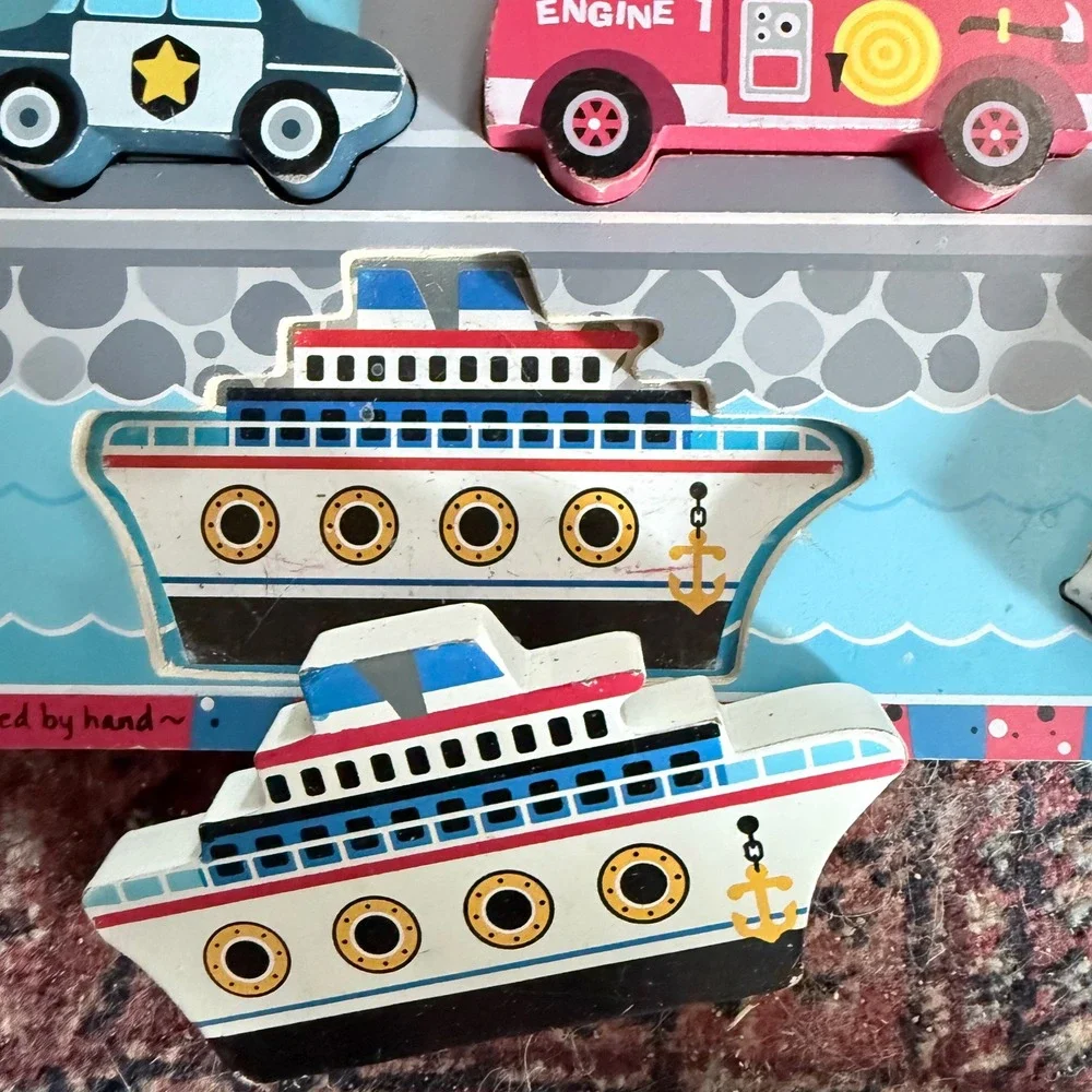 90s Melissa & Doug Wooden Puzzles Vehicles, Farm Sound Peg Puzzles 100% Complete